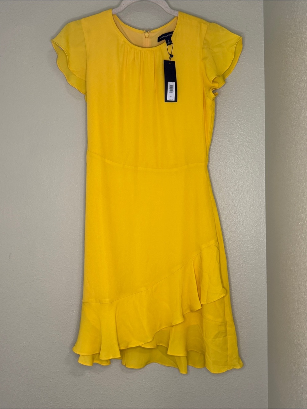 Banana Republic Yellow Ruffle-Hem Wrap Dress